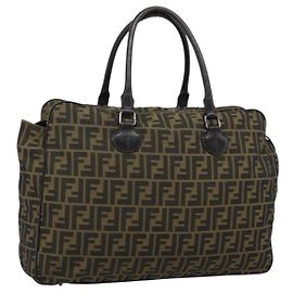 Fendi Zucca Canvas Nylon Tote Bag Nero Marrone