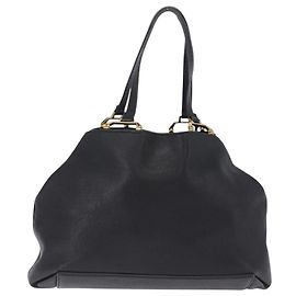 Miu Miu Borsa Tote in Pelle Nera con Dettagli Oro