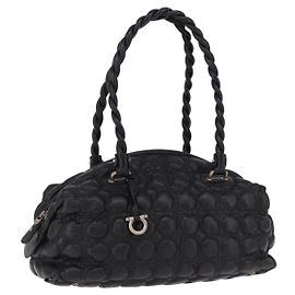 Salvatore Ferragamo Borsa Boston Gancini Pelle Nera