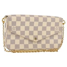 Louis Vuitton Pochette Felicie Portafoglio con Catena Damier Azur