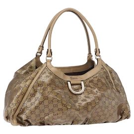 Bolso de mano Gucci GG Crystal Lona Recubierta Dorado 189835