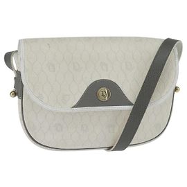 Christian Dior Borsa a tracolla in tela Honeycomb Bianca e Grigia