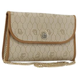 Christian Dior Borsa a tracolla in tela Honeycomb Beige Oro