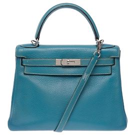 Hermès Borsa HERMES Kelly 28 in Pelle Blu - 104041