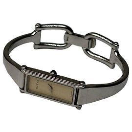 Vintage Gucci Armbanduhr aus Edelstahl Ende der 1990er Silver Cream