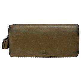 Vintage Loewe Textured Leather Bifold Wallet Late 1990s Olive