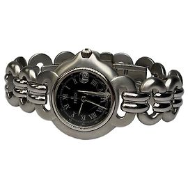 Vintage Fendi Armbanduhr aus Edelstahl Ende der 1990er Silber Schwarz