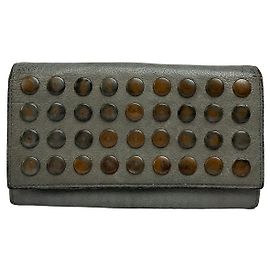 Cartera bifold de piel con tachuelas Marni Vintage Grey Brass