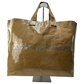 Comme Des Garcons Tote Vintage Comme des Garçons in PVC stropicciato Beige Brown c. fine anni 2010