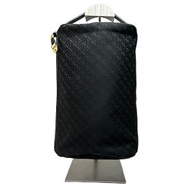 Bolsa de mão com zíper Vintage Loewe Anagram em couro envernizado Final dos anos 1990 Preto