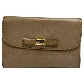 Vintage Salvatore Ferragamo Bifold Wallet Beige Gold