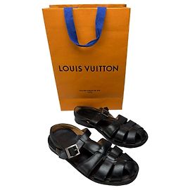 Sandalo in pelle Louis Vuitton Utah Vintage primi anni 2000 Nero