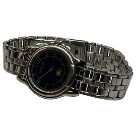 Reloj de pulsera Vintage Burberrys de acero inoxidable Negro Dorado c. mediados de los 90