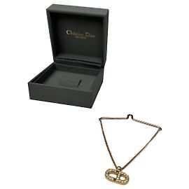 Colar Pendente Vintage Dior Monsieur Tom Gold Cristal Final dos anos 1980