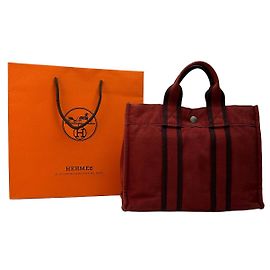 Vintage Hermès Fourre-Tout Canvas Tote Ende der 1990er Jahre Rostrot