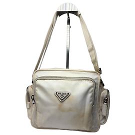 Vintage Prada Nylon Crossbody Bag Ende der 1990er Jahre Creme