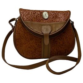 Borsa a Tracolla con Patta in Pelle Goffrata Vintage Yves Saint Laurent Fine Anni '70 Arancione Bruciato