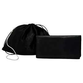 Carteira Bifold em Couro Vintage Yves Saint Laurent Preta Dourada