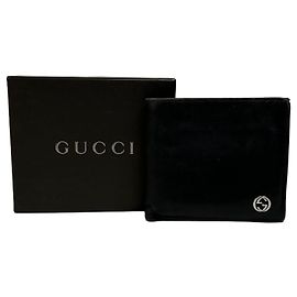 Portafoglio bifold in pelle da uomo Gucci Vintage primi anni 2000 Nero