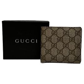 Vintage Gucci GG Supreme Bifold Wallet c. 2010s Beige Brown