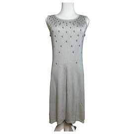 Vestido de punto acanalado sin mangas Vintage Burberrys finales de los 1990 Grey S