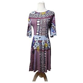 Vestido Vintage Etro Estampado Floral de Viscosa Multicolor L
