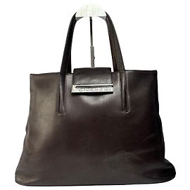 Vintage Givenchy Leder Tote Ende 1990er Dunkelbraun