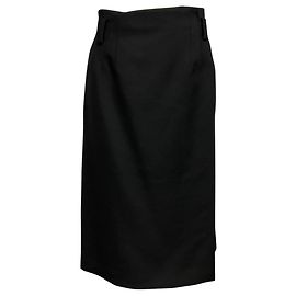 Saia lápis Prada em gabardine de lã preta