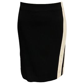Saia lápis de lã com riscas Black / Ivory Fendi