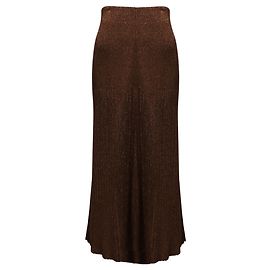Autre Marque Gonna pull-on Lafayette 148 New York in voile metallico a coste sunburst, lana marrone