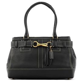 Coach Saco Tote Hamptons em couro granulado preto F10213