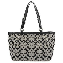 Coach Saco Tote F17726 Grey Black Signature Canvas