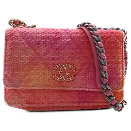 Sac Chanel 19 Wallet On Chain en tweed dégradé rose