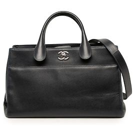 Bolso Tote Satchel Chanel Medium Caviar Executive Cerf Azul