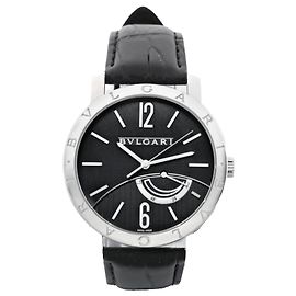 Bulgari Bvlgari Bvlgari BB41SL O 0251 Manual-winding SS x Leather Watch Black Dial