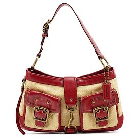 Coach Borsa a tracolla in paglia Legacy 105 Beige Burgundy