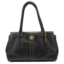 Coach 11547 Sac cabas en cuir noir avec fermoir turnlock