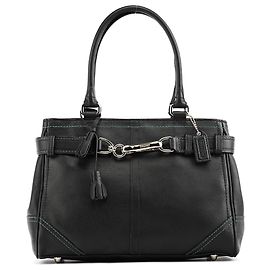 Coach  mala Hamptons 8A70 em couro liso preto