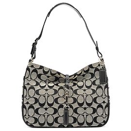 Coach 6091 Grey Black Signature Clip Hobo Schultertasche