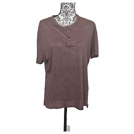 The Kooples Camiseta de lino marrón taupe