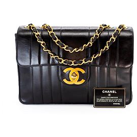 Chanel Mademoiselle Large / Maxi Flap Bag Preto – Hardware Dourado – Cartão, Autocolante & Saco de Pó