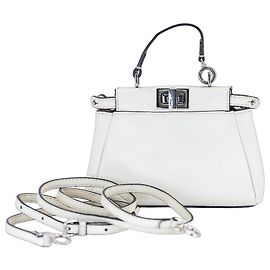 Fendi Peekaboo Micro – Pelle bianca – Hardware argentato – incl. tracolla & Dustbag