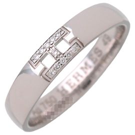 Hermès Anel HERMES Ever Hercules 11P Diamante K18 750WG Ouro Branco #49 US5.75