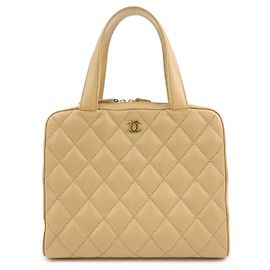 Saco de mão CHANEL Wild Stitch COCO Mark em couro Tote Bag Bege A14693