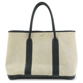 Hermès Saco Tote HERMES Garden Party PM em Toile Ash Leather ▢Marcado J
