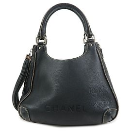 Borsa a tracolla e borsa a mano CHANEL LAX in pelle con nappina Nero A23055