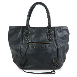 BALENCIAGA The Sunday Leather Tote Bag Borsa a mano Nera 228750