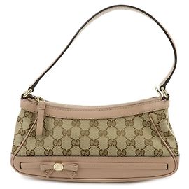 GUCCI Mayfair GG Canvas Leather Hand Bag Shoulder Bag Beige Pink 569893