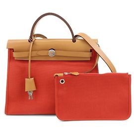 Hermès HERMES Toile Militaire Herbag Zip PM Bolso 2Way T Stamped Sanguine