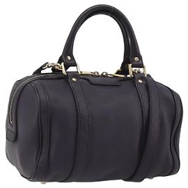 GUCCI GG Canvas Guccissima Boston Bag Leather Purple Gold 269876 Auth 190349A - Jerrillo